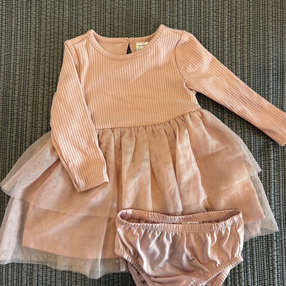 Pink Long Sleeve Dress with Bloomers